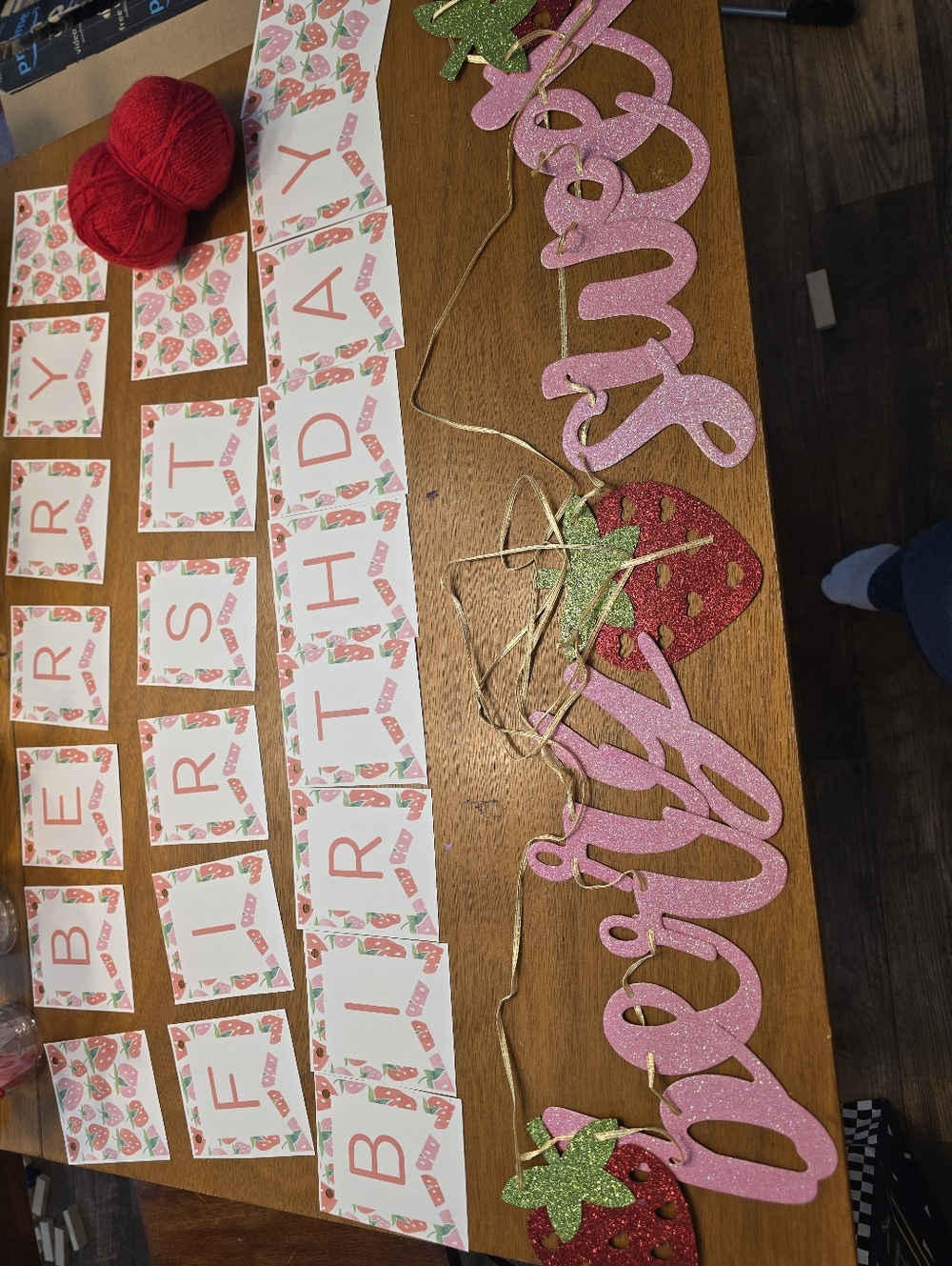 "Berry First Birthday" Strawberry Birthday Party Banner Set